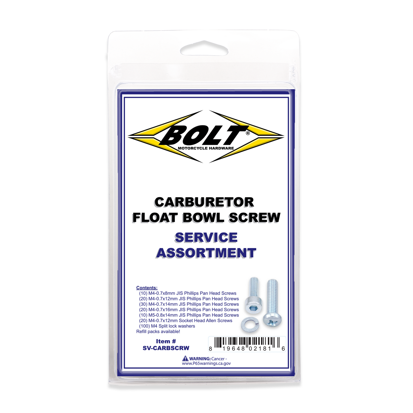 CARBURETOR FLOAT BOWL SCREWS ASSORTMENT 210 PIECE KIT