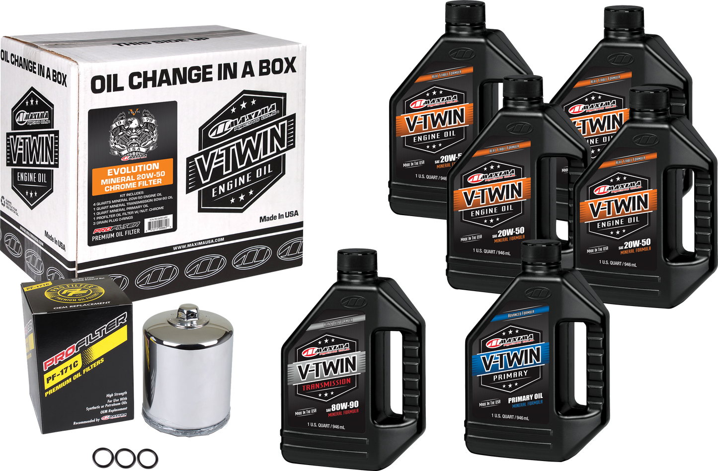 V-TWIN OIL CHANGE KIT MINERAL EVO CHROME FILTER