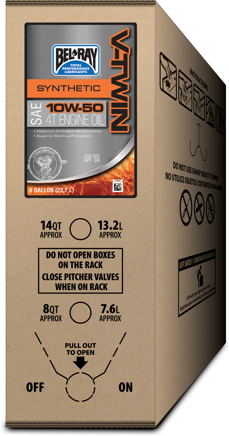 V-TWIN FULL SYN ENGINE OIL 4T 10W50 6GAL BIB
