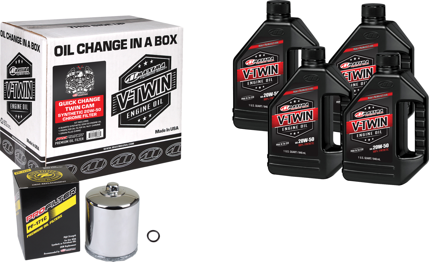 V-TWIN SYN OIL CHANGE KIT TC CHROME FILTER