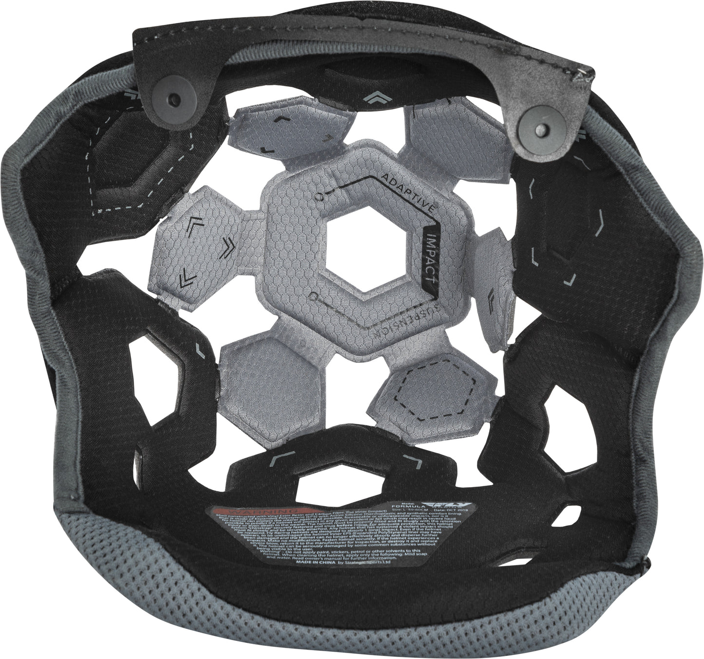 FORMULA HELMET LINER BLACK/COOL GREY YL