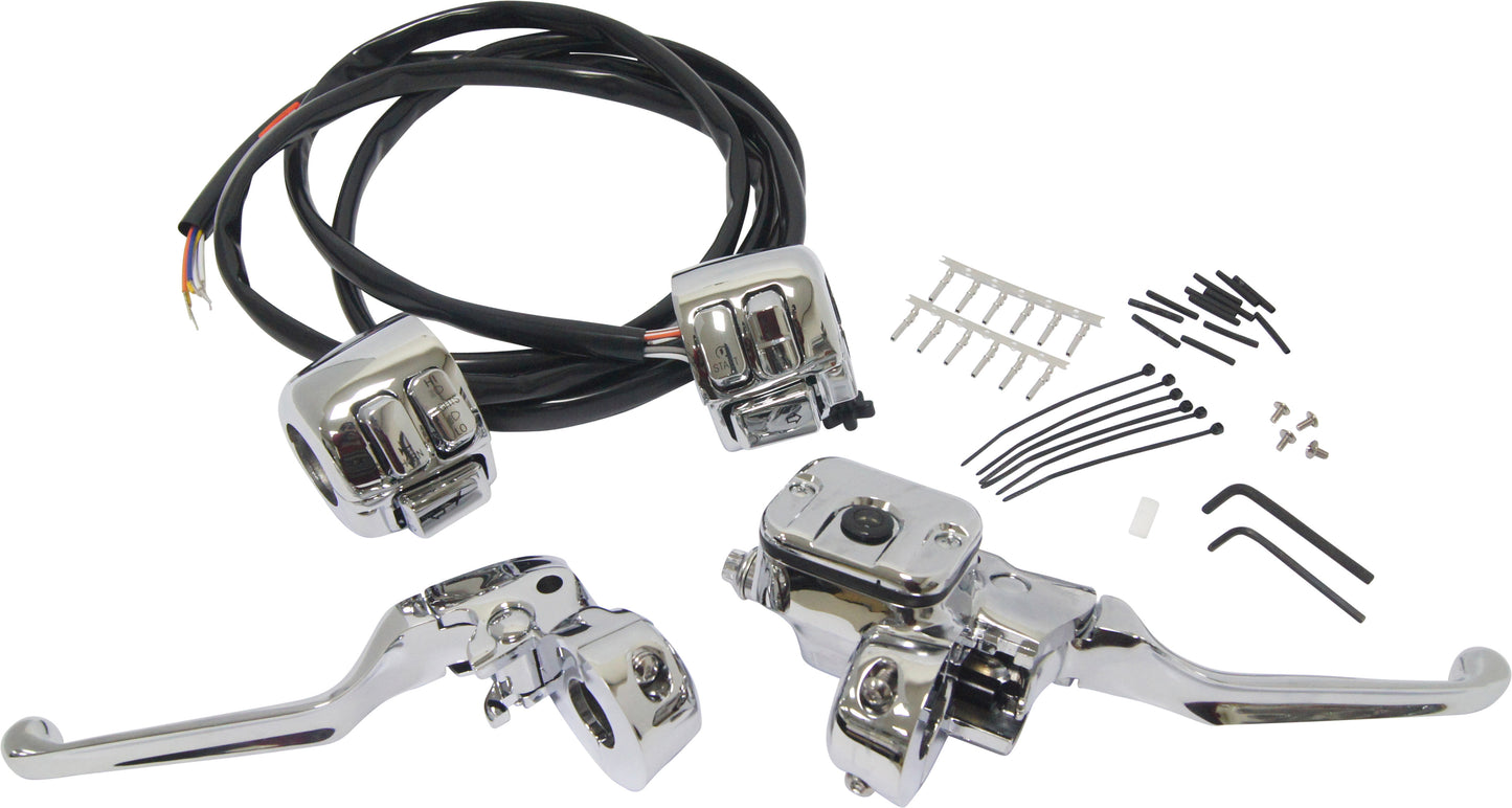 COMP H/BAR CNTRLS 9/16 M/CYL W/SWITCHES CHROME 96-06