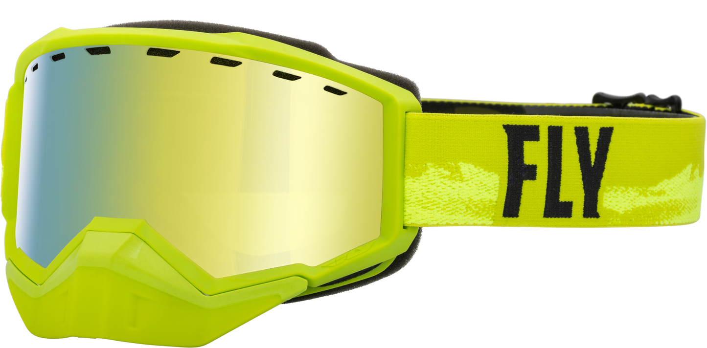 FOCUS SNOW GOGGLE GREEN/BLACK W/ GOLD MIRROR/YELLOW LENS