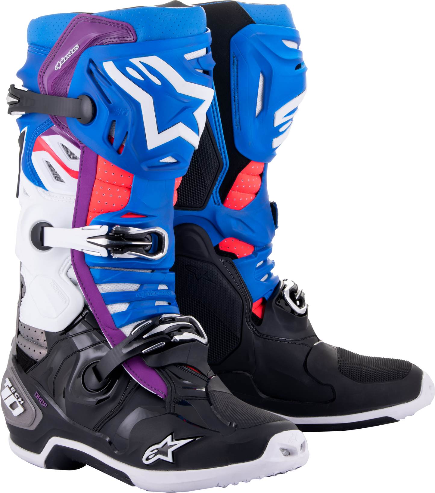 TECH 10 SUPERVENTED BOOTS BLK/ENAMEL BLU/PUR/WHT SZ 8