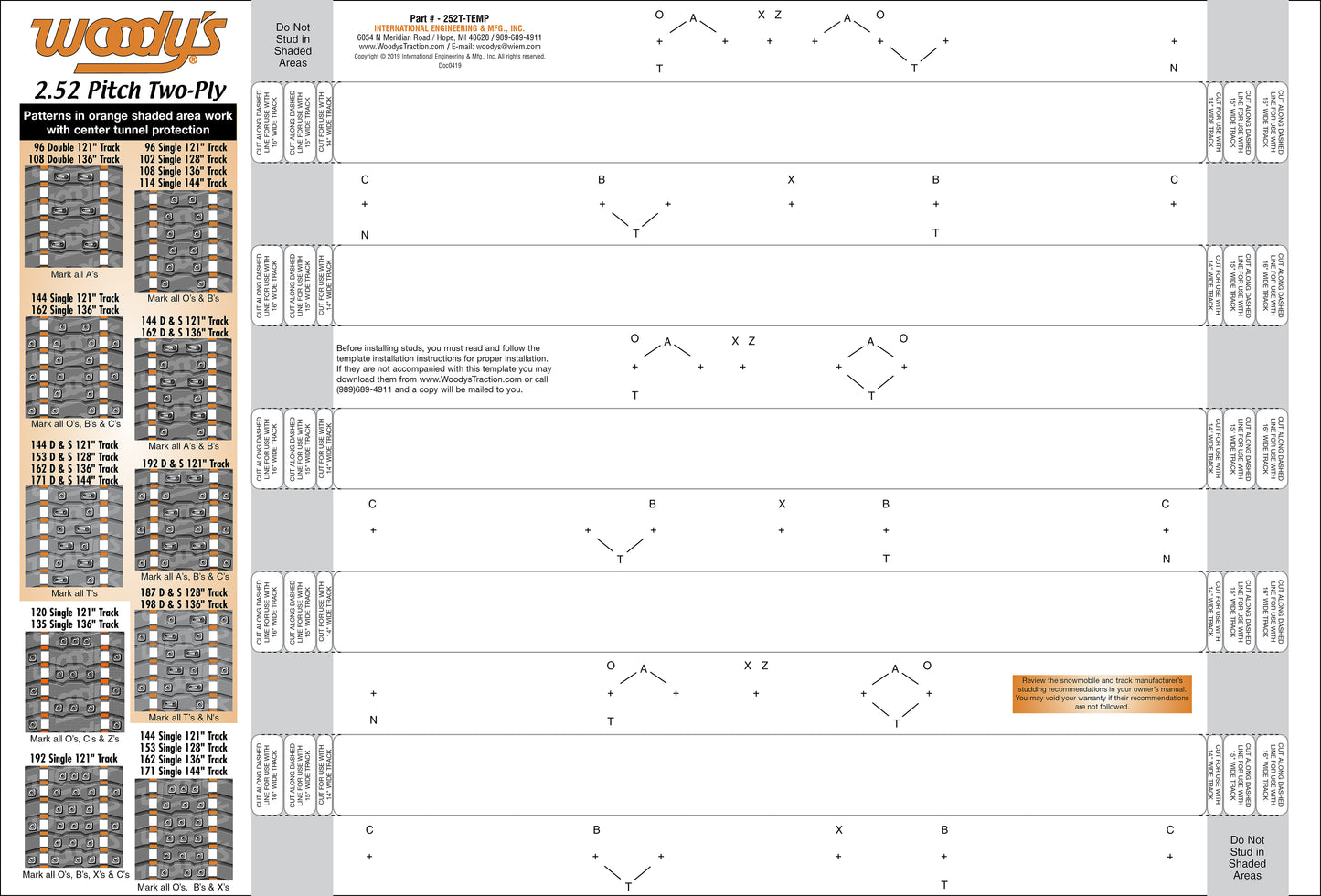 STUD TEMPLATE 2.52" 2 PLY