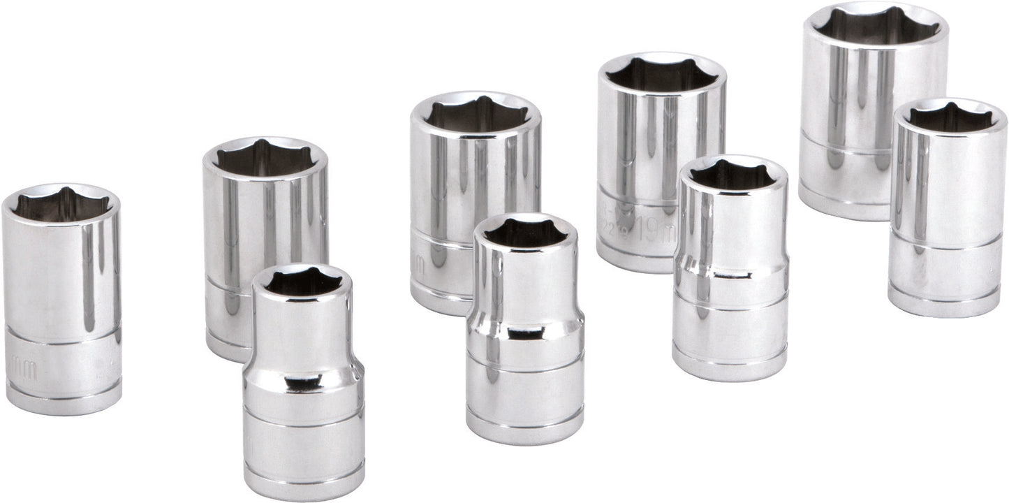 9 PC 1/2" MET SOCKET SET SHALLOW