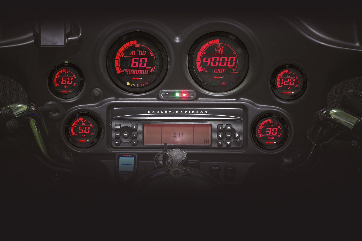 DIGITAL GAUGE CLUSTER BLACK BEZEL 04-13 FLHT AND FLTR
