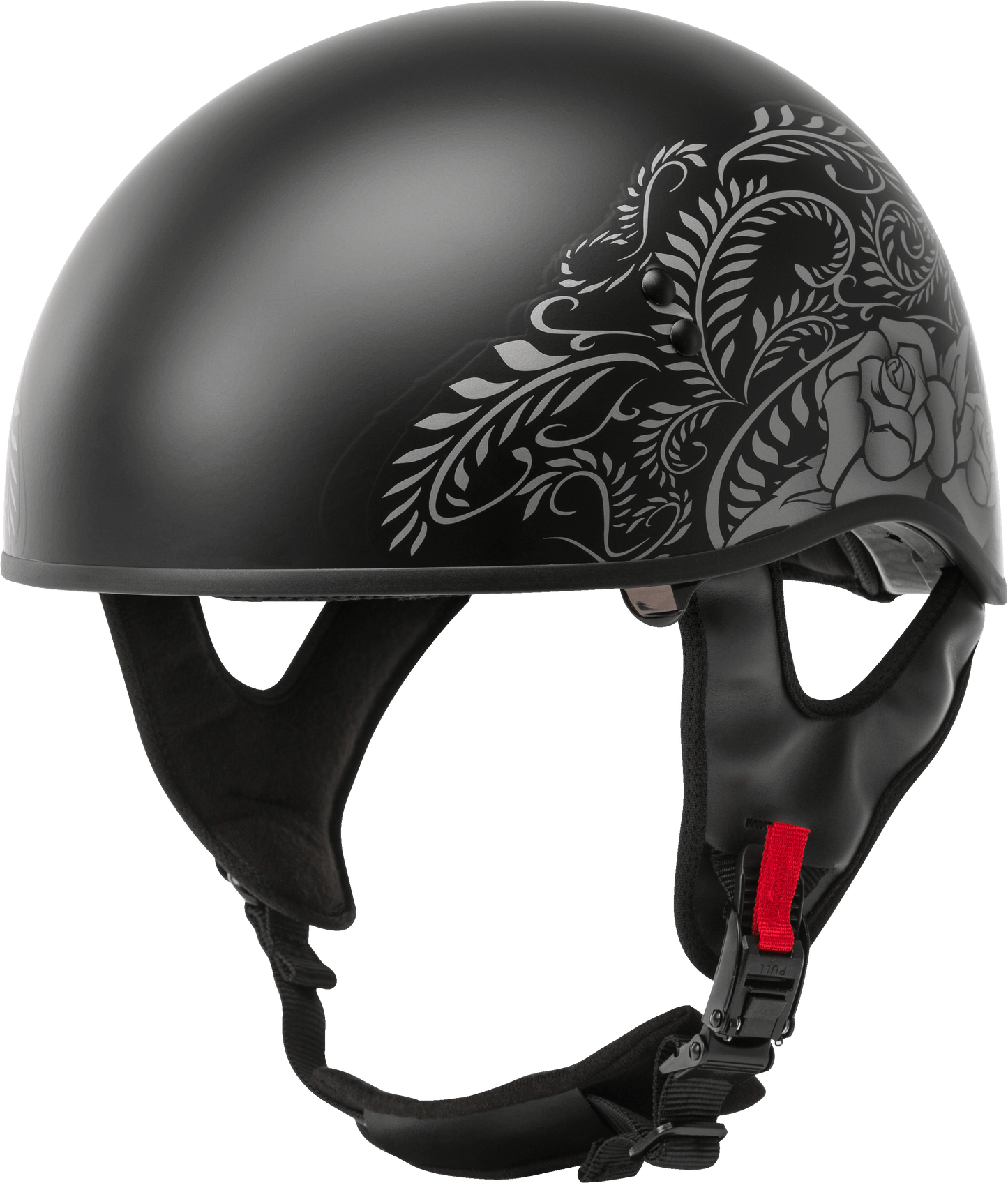 HH-65 HALF HELMET ROSE NAKED MATTE BLACK/SILVER LG