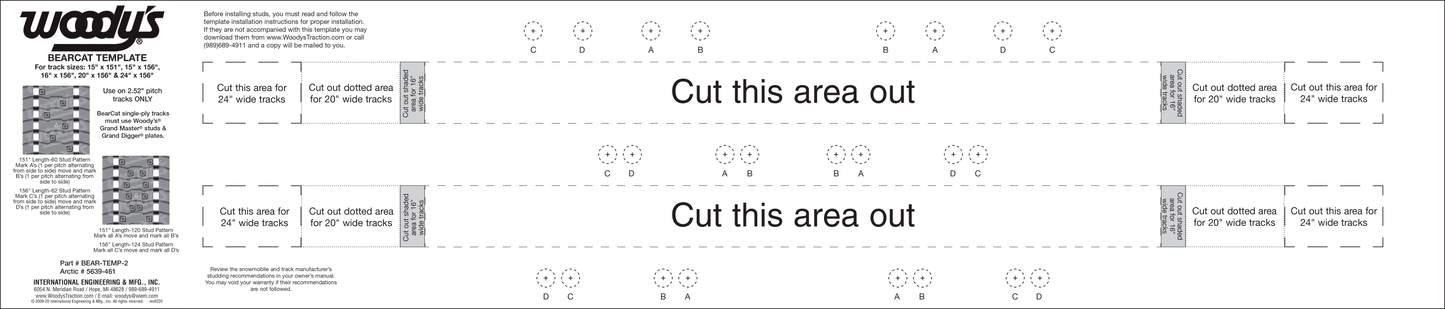 STUD TEMPLATE BEARCAT 2.52" PITCH TRACKS