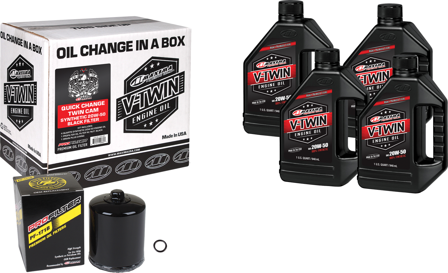 V-TWIN SYN OIL CHANGE KIT TC BLACK FILTER