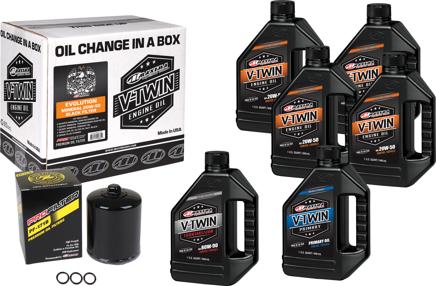 V-TWIN OIL CHANGE KIT MINERAL EVO BLACK FILTER