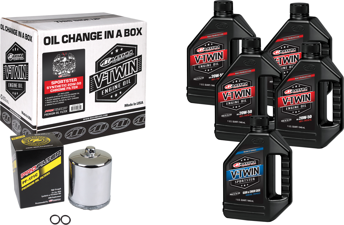 V-TWIN SYN OIL CHANGE KIT XL CHROME FILTER