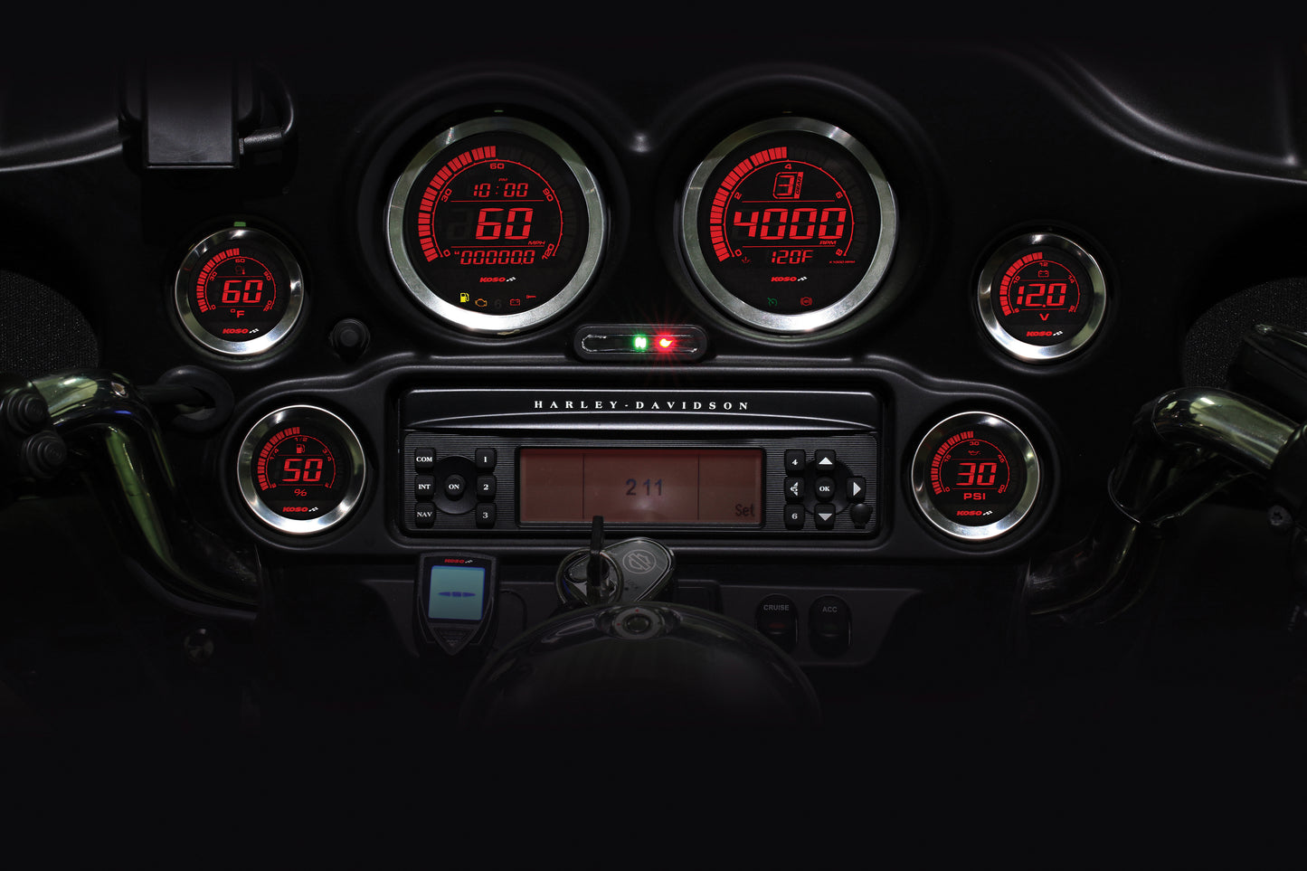 HD-02 SERIES GAUGE KIT SILVER BEZEL OIL TEMP