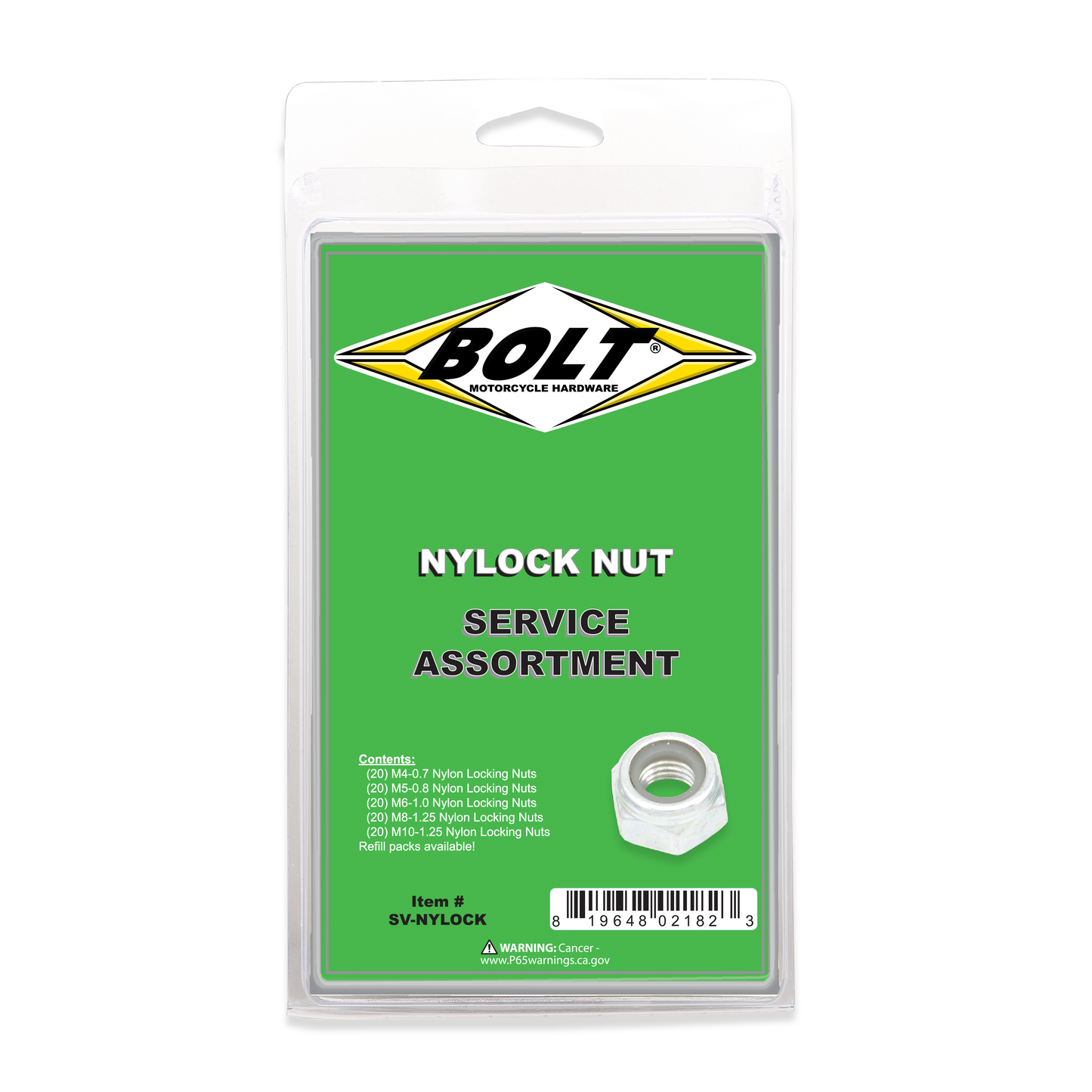 NYLON LOCKING NUT ASSORTMENT 100 PIECE KIT