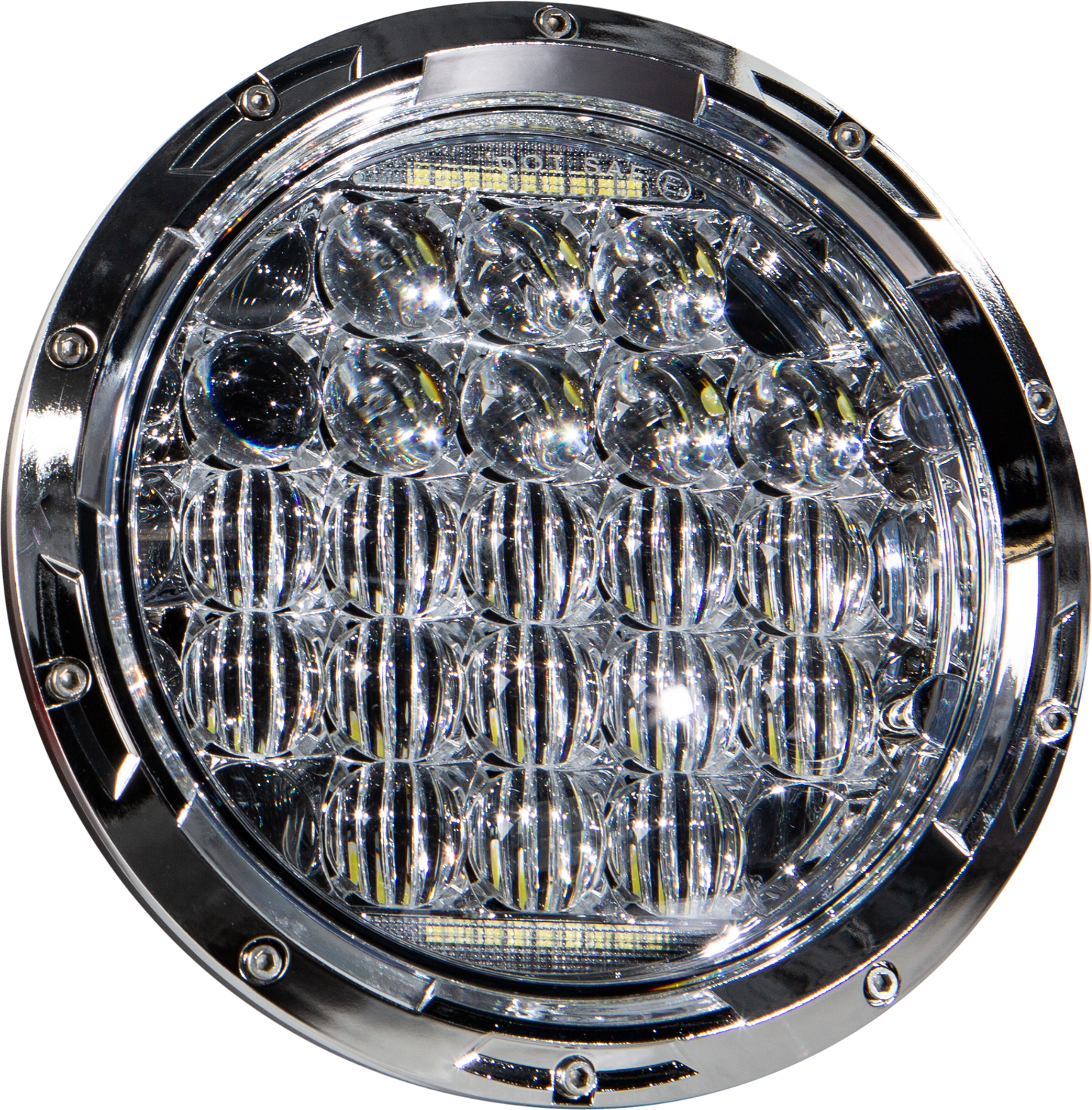 LED HEADLIGHT 7" 90W CHROME 3500/2400 LUMENS