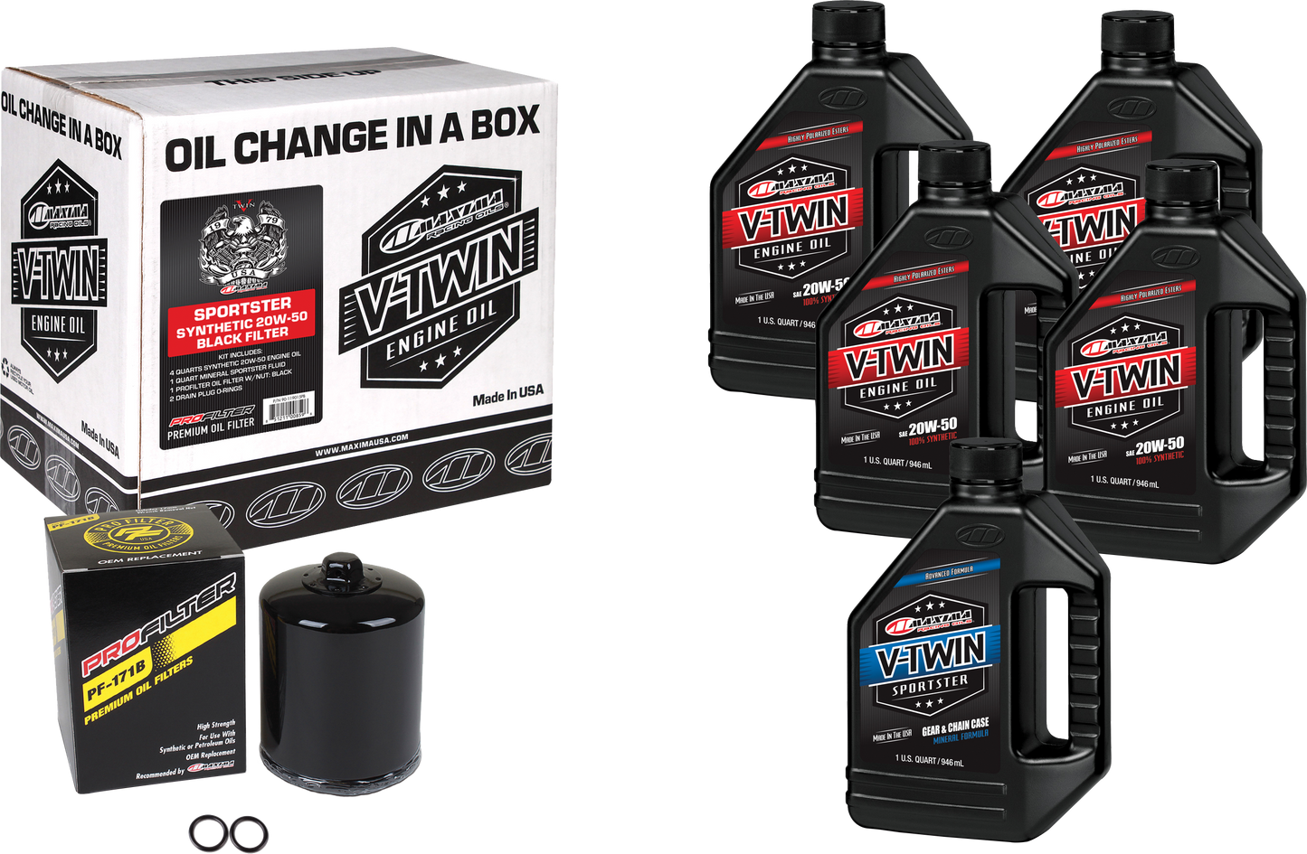 V-TWIN SYN OIL CHANGE KIT XL BLACK FILTER