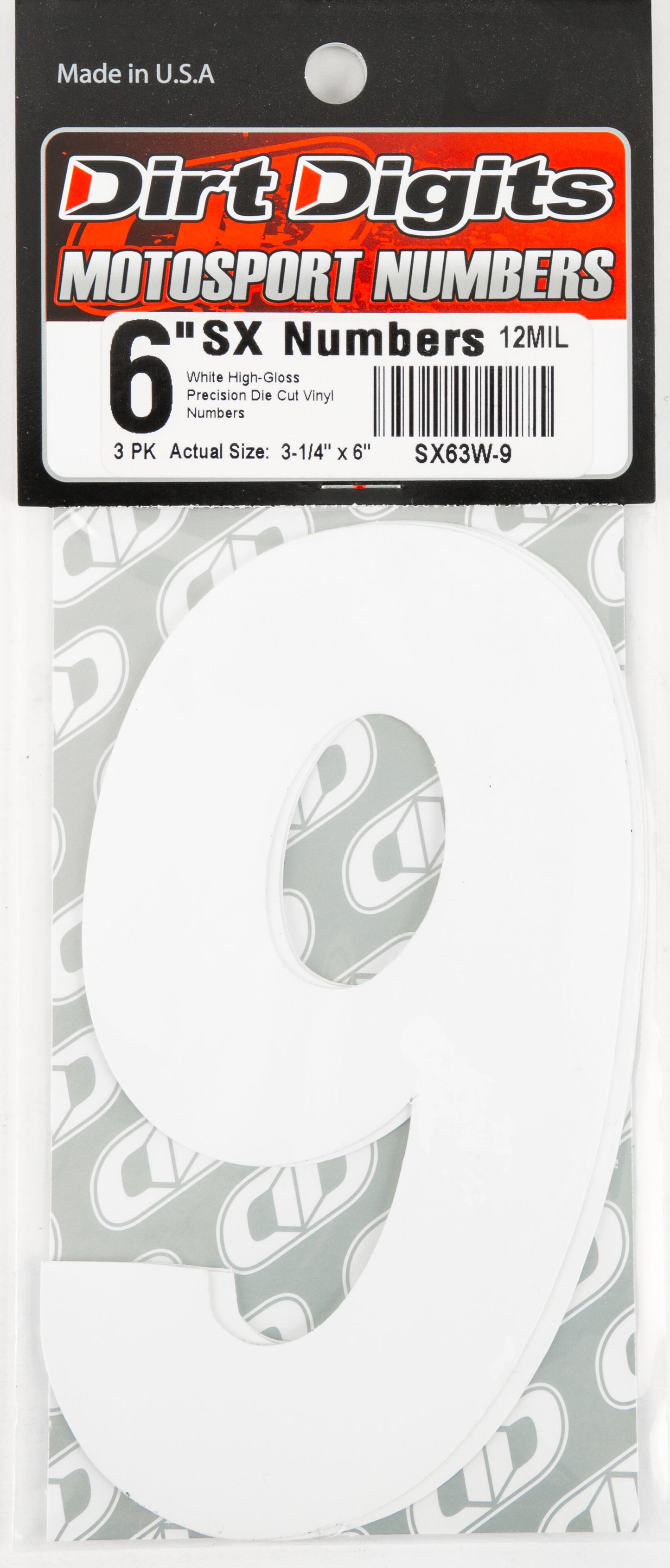 #9 6" WHITE SUPER X DIGITS 3/PK